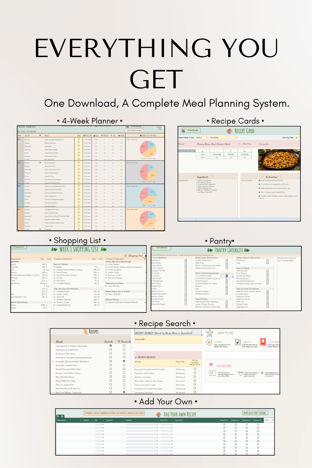 Automated Digital Meal Planner | Google Sheets Meal Planner, Recipe Planner, Shopping List & Pantry Tracker